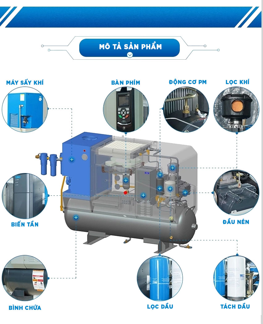 Hình ảnh mô tả cấu tạo máy nén khí áp suất cao
